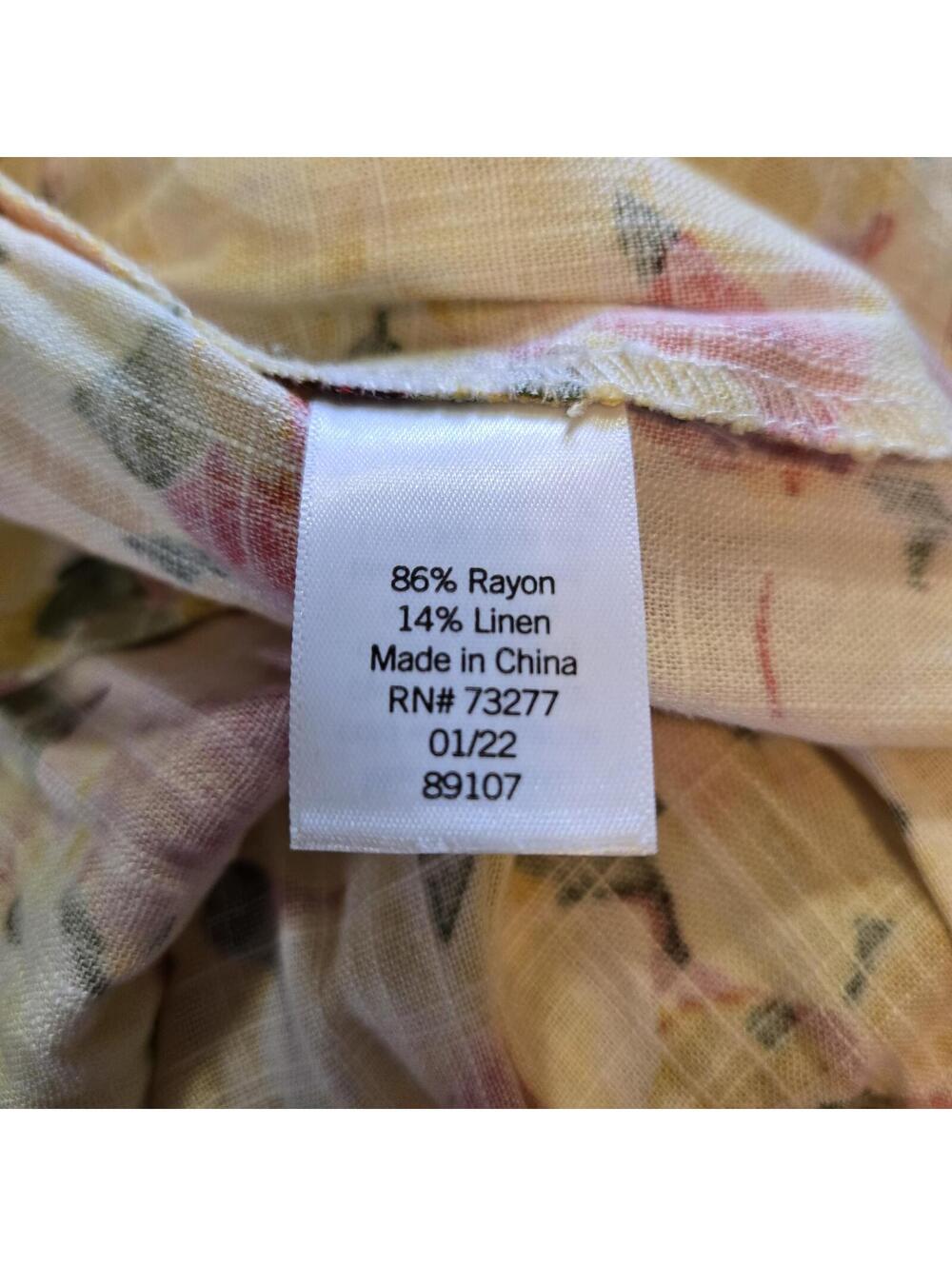 Lauren Conrad Floral Ruffle Sun Dress Large Yellow Rayon Linen Boho Cottagecore - Picture 6 of 6